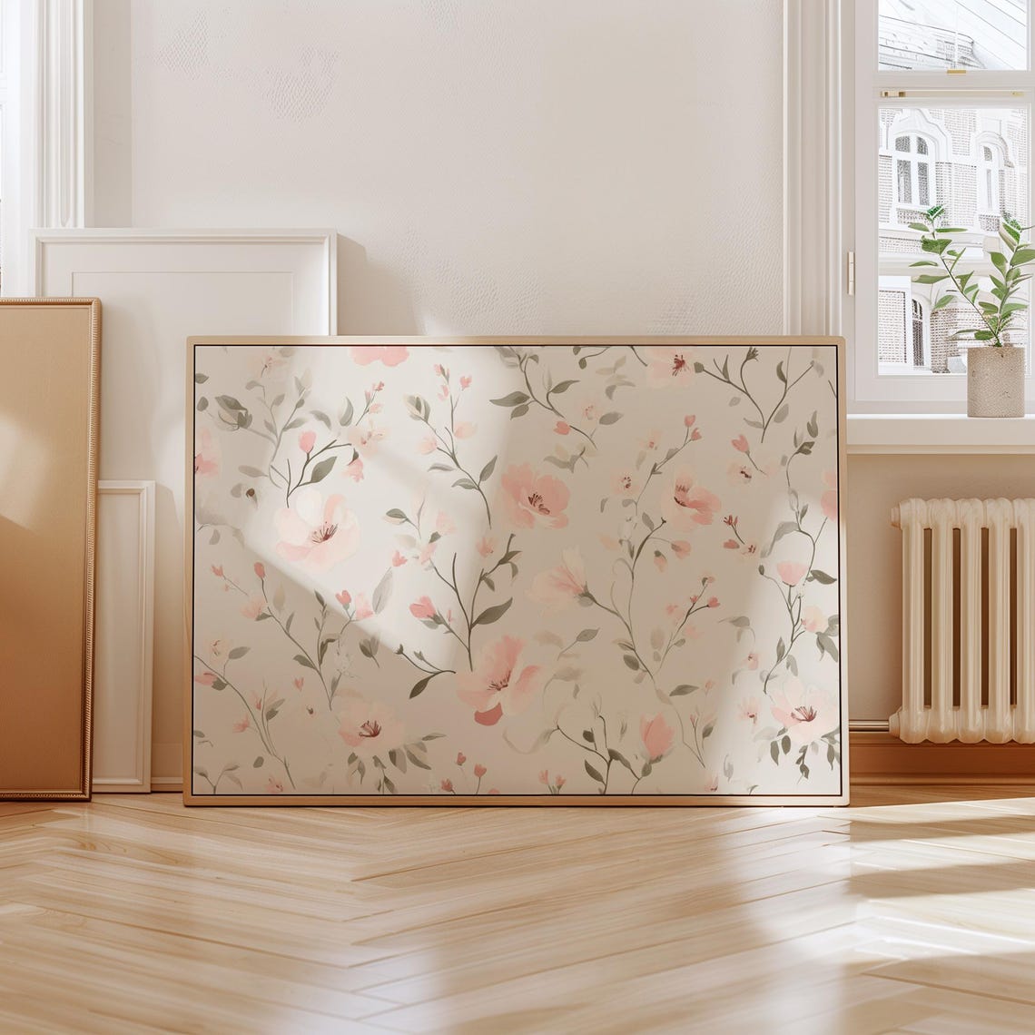 Soft Pink Watercolor Floral Pattern Delicate Botanical Wall Poster