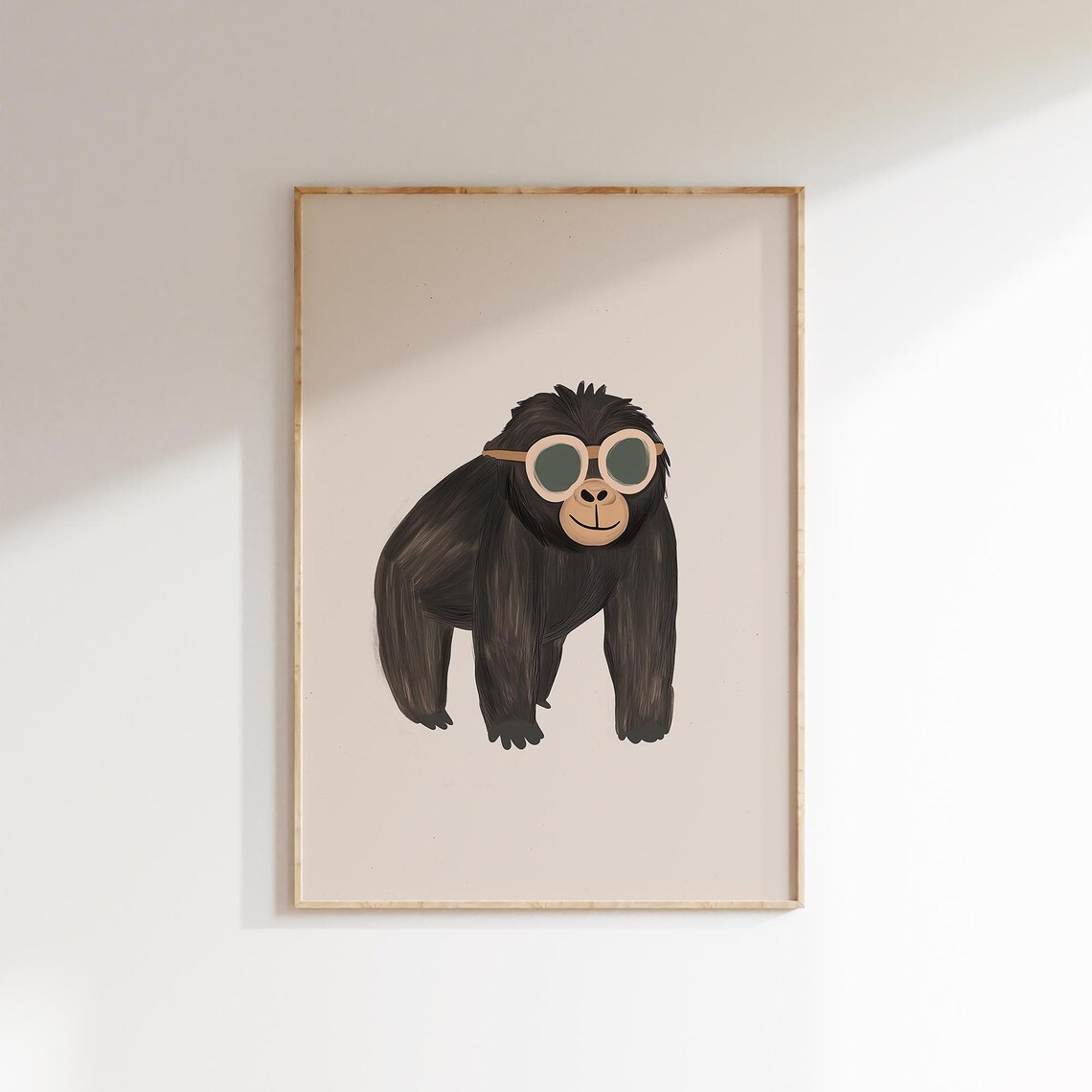 Smiling Gorilla Wearing Round Sunglasses Kids Nursery Animal Poster - Image 2