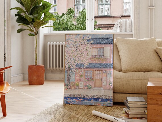Kyoto Cherry Blossom House Traditional Japanese Spring Pond Poster