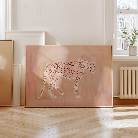 Cheetah Print Pink Wall Art Modern Art Boho Home Decor Living Room Wall Art Eclectic Prints Maximalist Wall Art Bedroom Wall Art