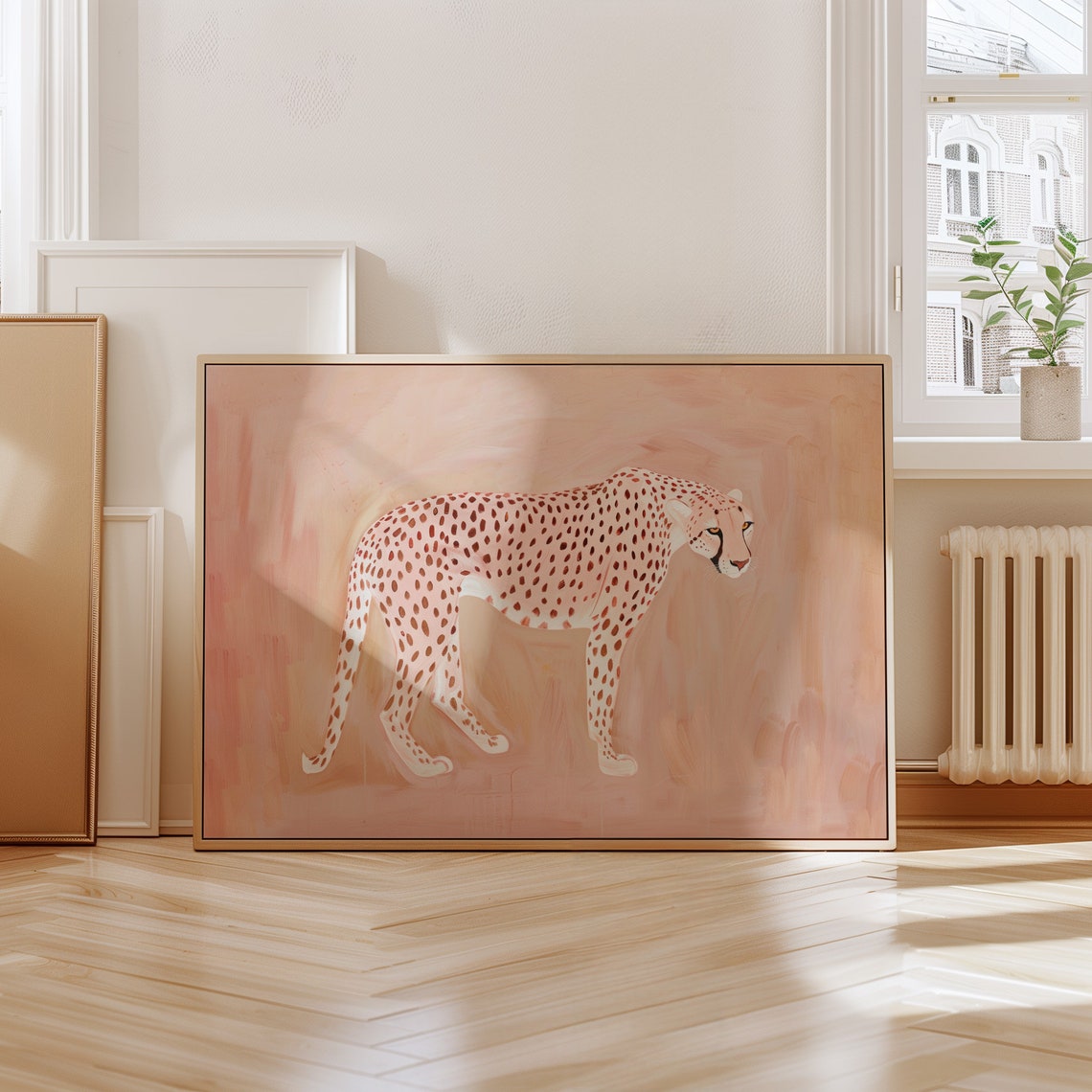 Cheetah Print Pink Wall Art Modern Art Boho Home Decor Living Room Wall Art Eclectic Prints Maximalist Wall Art Bedroom Wall Art