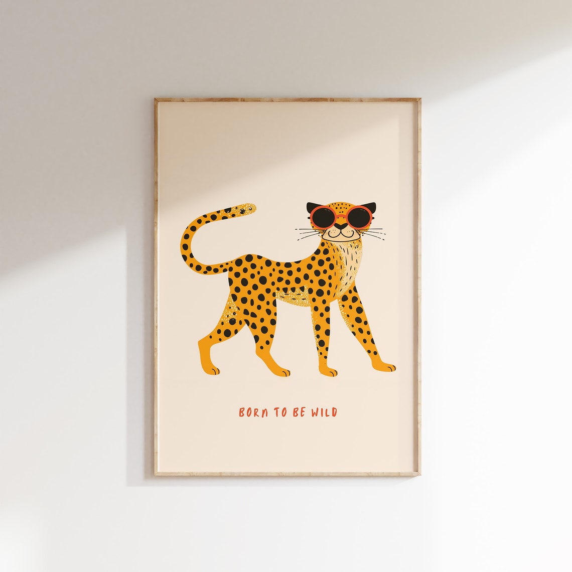 Dancing Cheetah Born To Be Wild Quote Kids Room Poster Art Decor - Image 2