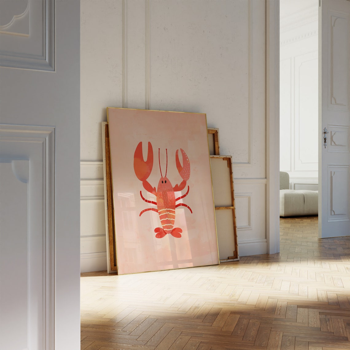 Eclectic Red Lobster Art Poster for Kids Room Nursery Decor Style - Image 2