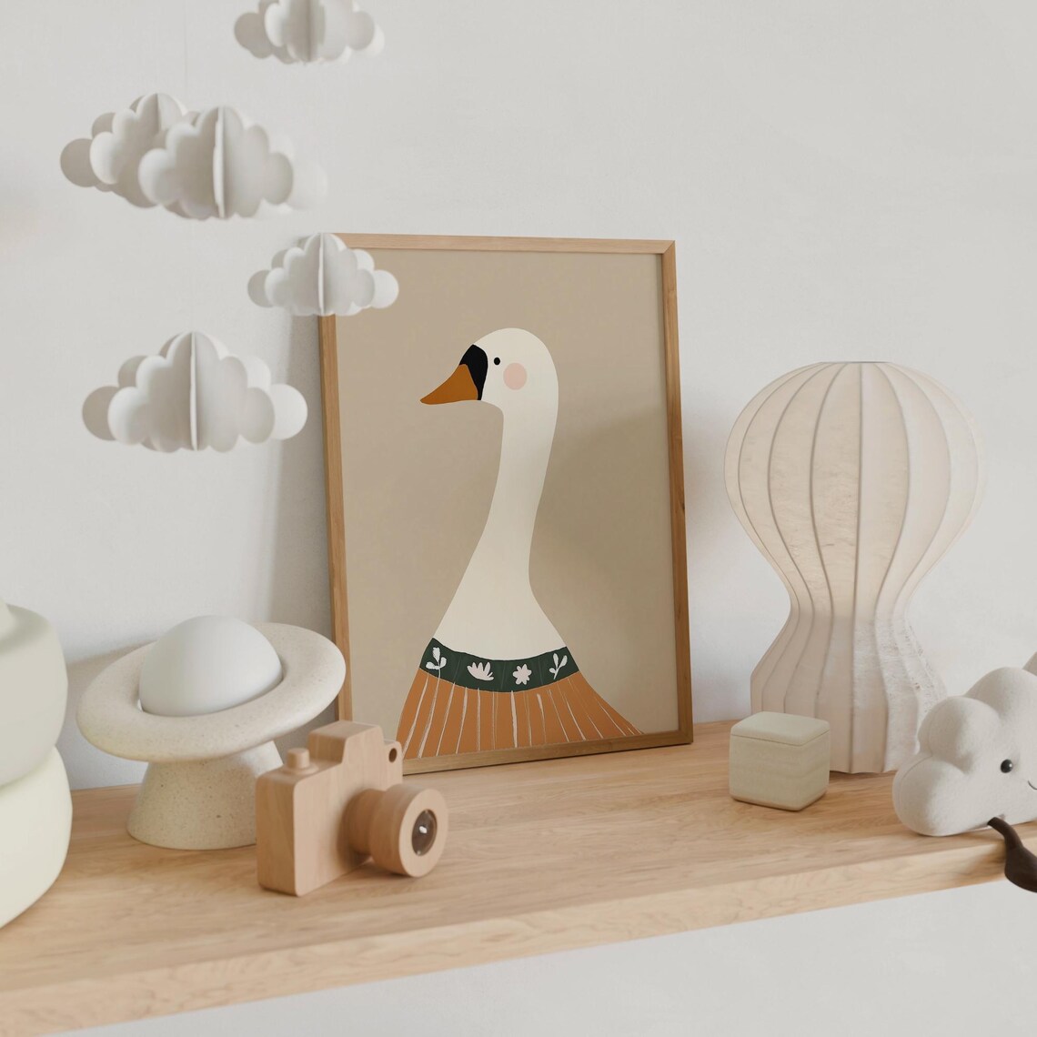 Sweet Graceful Swan in Floral Skirt Nursery Kids Room Wall Art