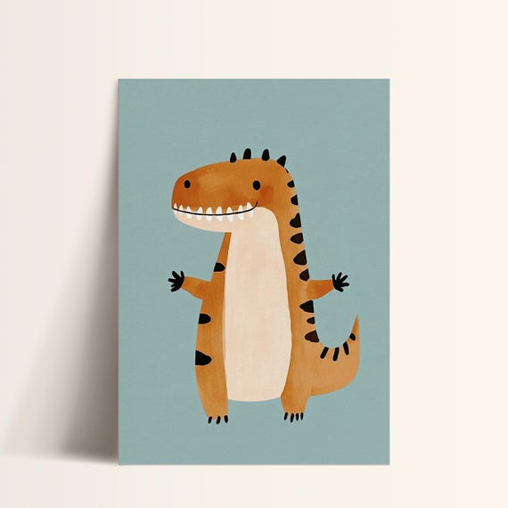 Cute T Rex Wall Art Kids Room Poster Playroom Dinosaur Decor Toddler Room Art Whimsical Nursery Poster Dinosaur Poster