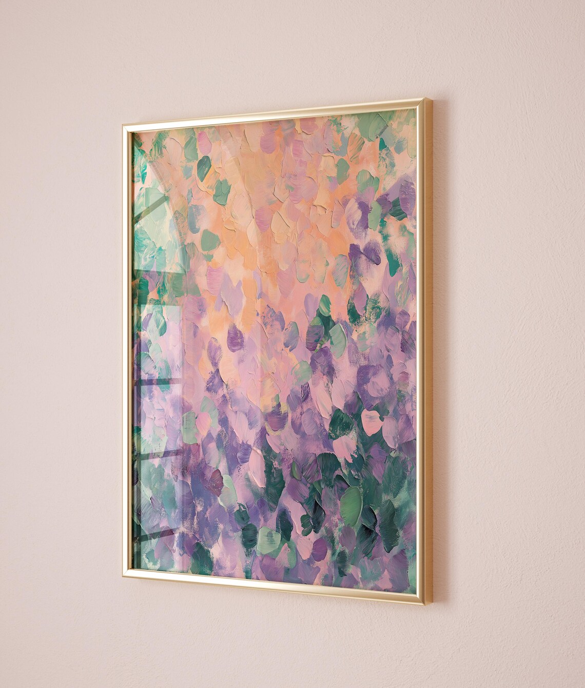 Pastel Pink Green Purple Abstract Textured Framed Art Poster