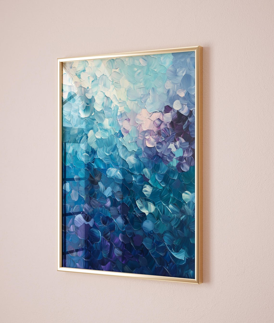 Deep Blue Impasto Abstract Ocean Gradient Textured Modern Poster - Image 2