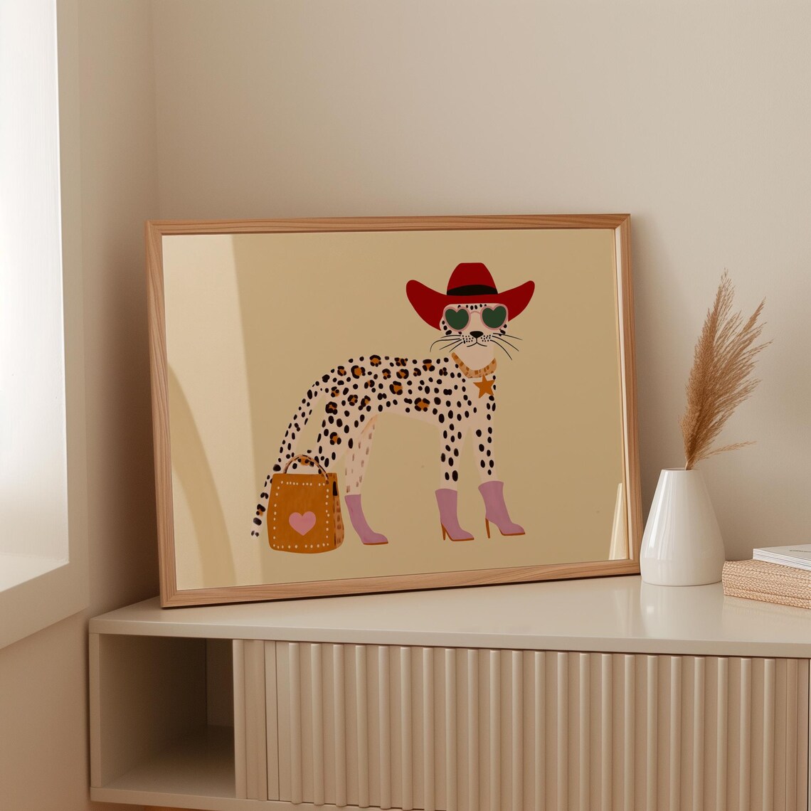Cowboy Leopard Red Hat Heart Sunglasses Purple Boots Kids Wall Poster - Image 4