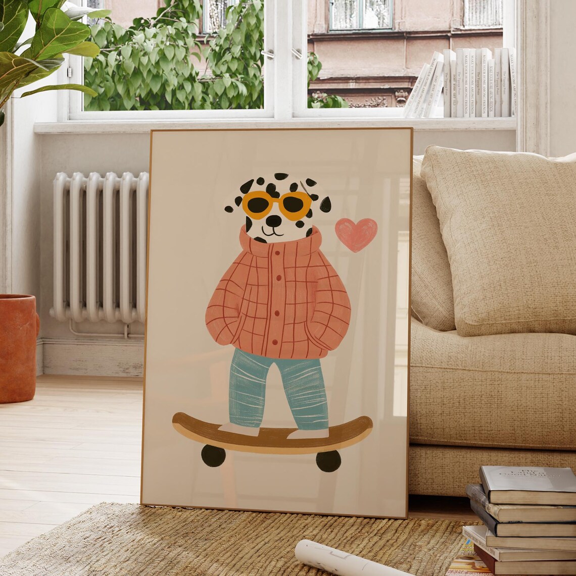 Cool Skateboarding Dalmatian In Sunglasses Kids Room Art Poster - Image 4