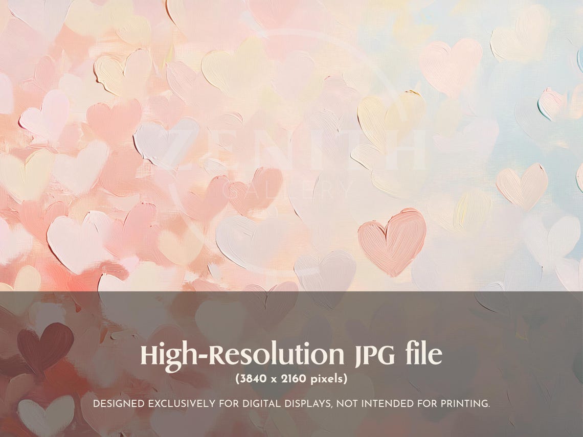Abstract Pink Hearts Valentine Oil Painting Romantic Art Print - Image 3