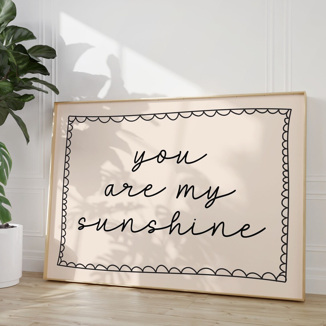 You Are My Sunshine Handwritten Script Scalloped Border Wall Art