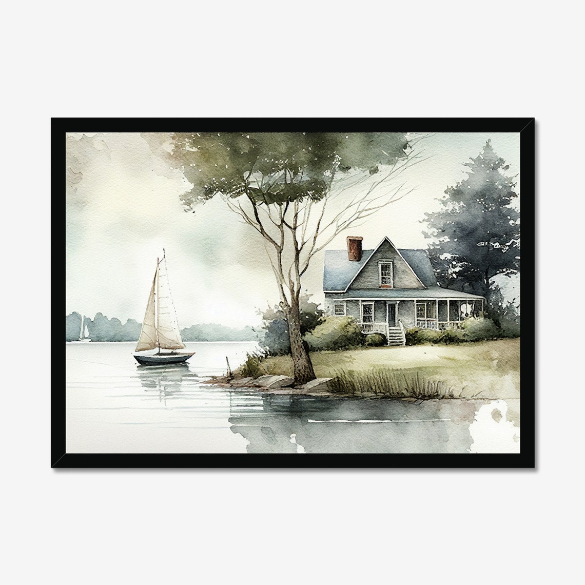 House By The Lake Art Print Poster Artwork
