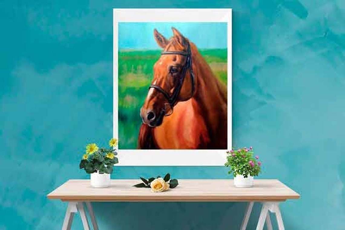 Horse Print Original Painting Animal Painting Handmade Horse Poster Fine Art Print Family Gift White Horse Wall Decoration Animal Print