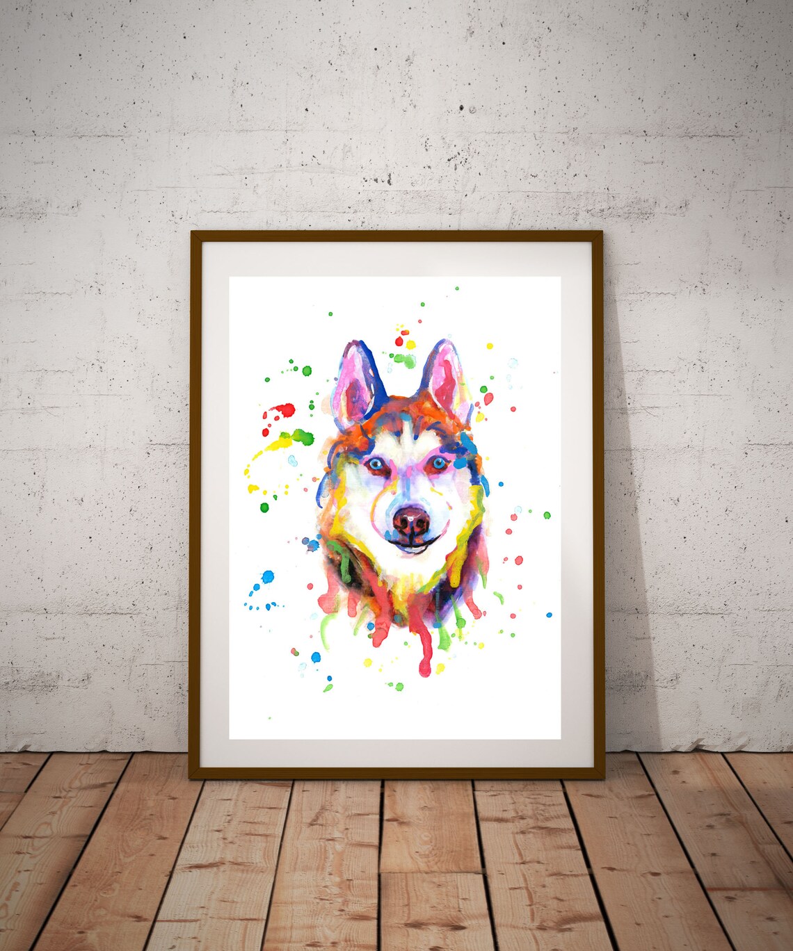 Husky Dog Nursery Watercolor Poster, Kids Room Decor