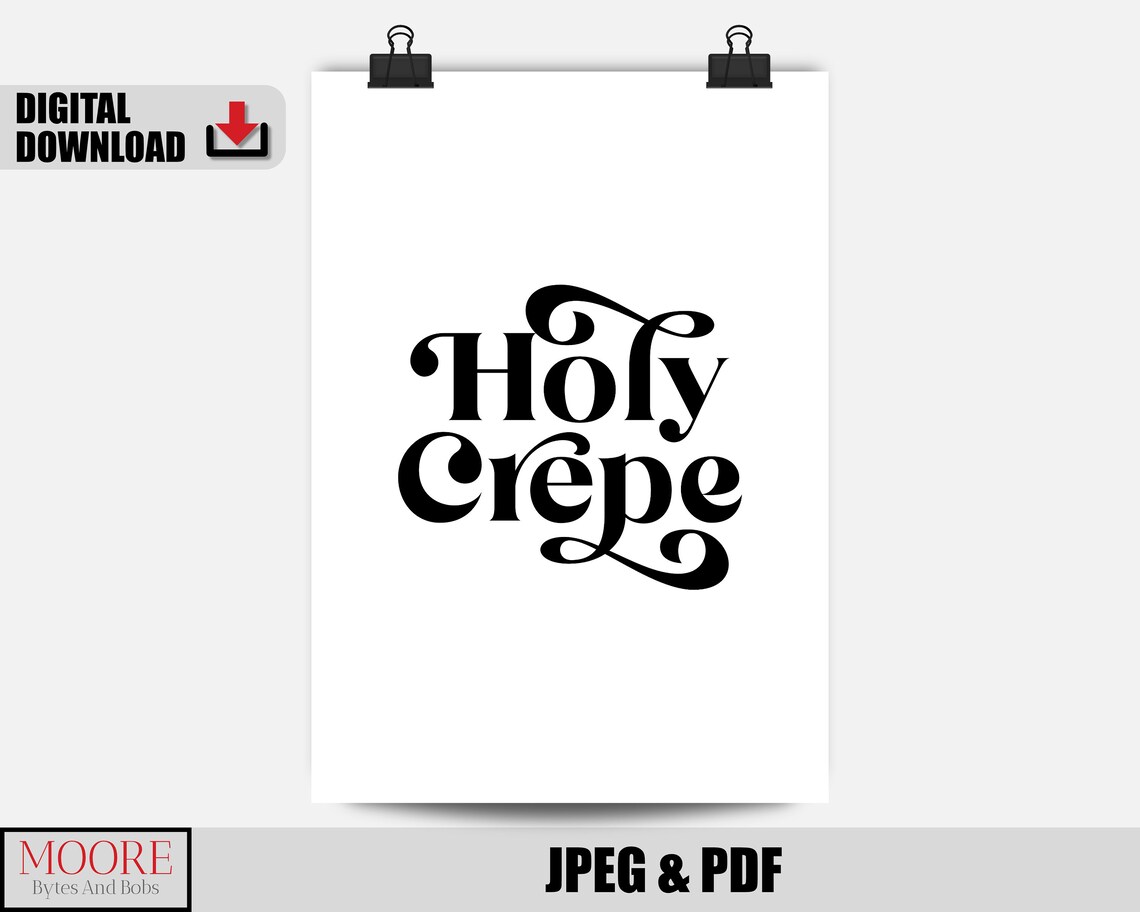 Holy Crepe Funny French Pun Quote Minimalist Kitchen Art Poster - Image 2