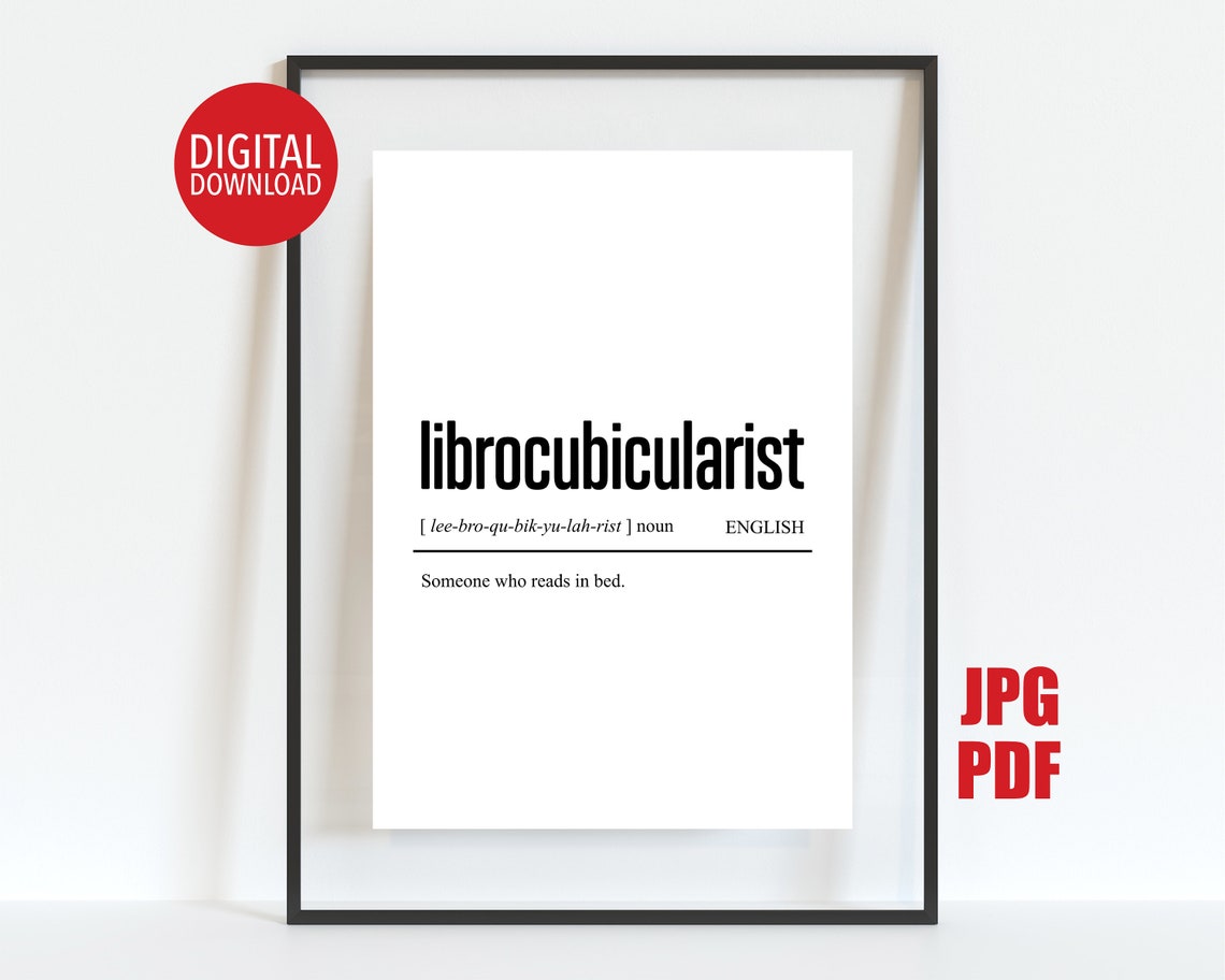 Librocubicularist Definition Dictionary Style Reader Gift Poster