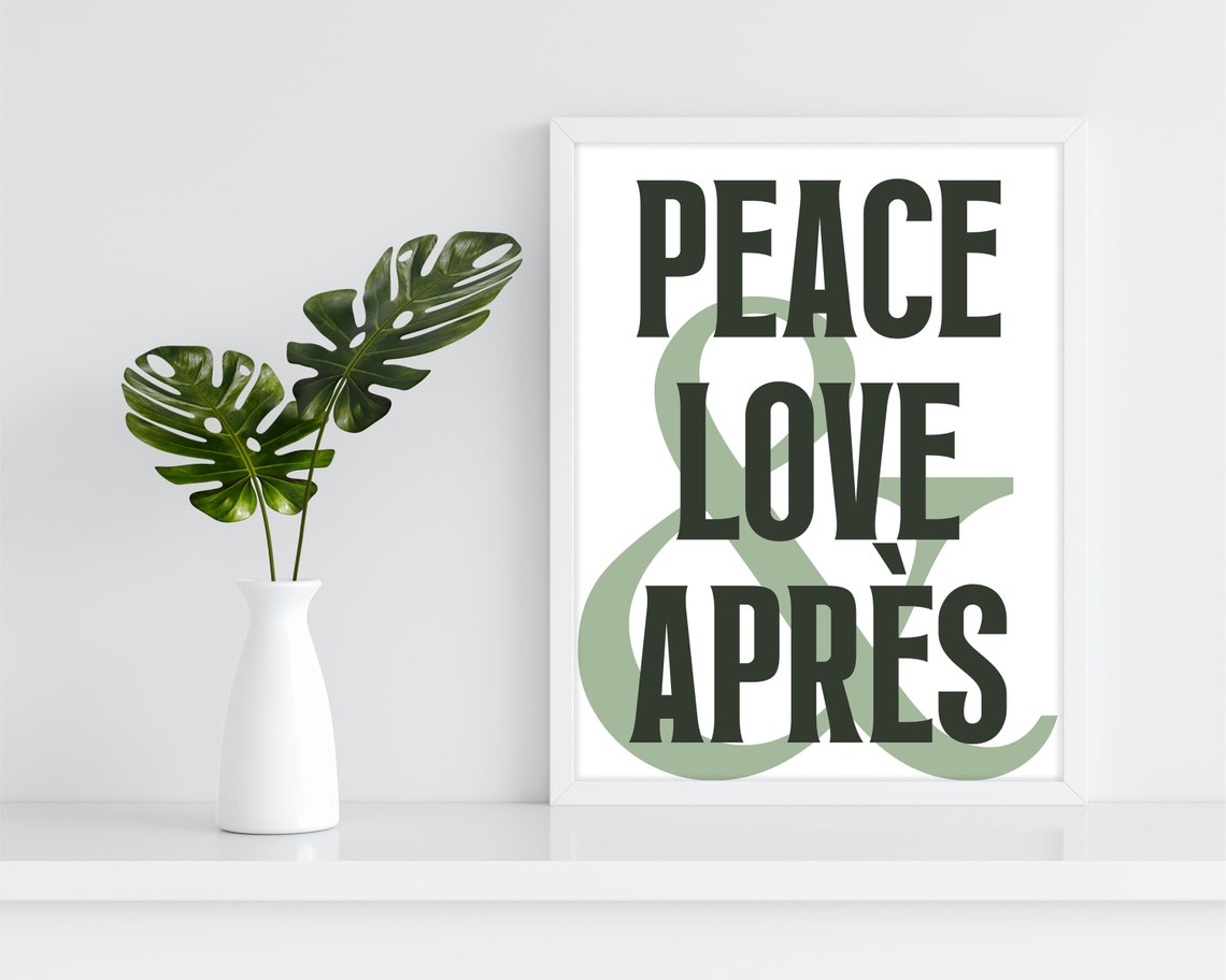 Peace Love Apres Bold Retro Typography Ski Lodge Decor Wall Poster
