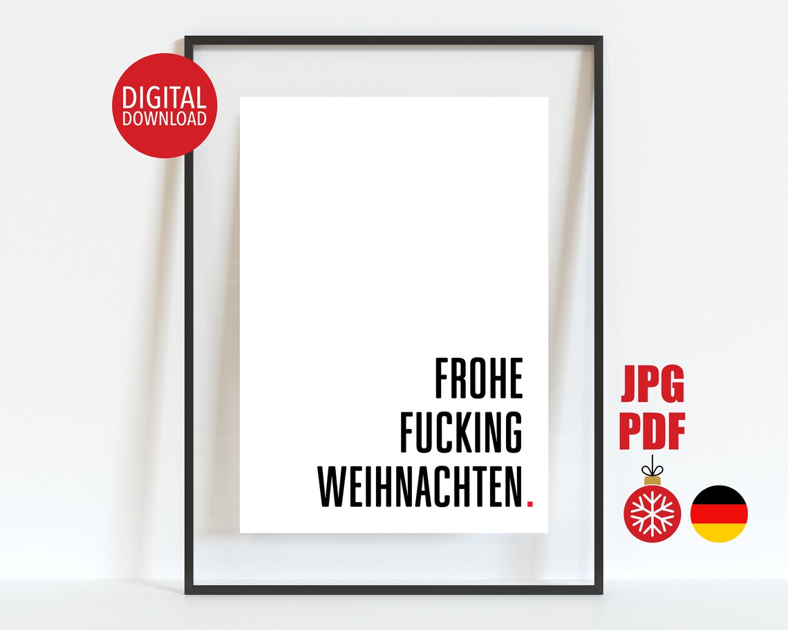 Frohe Fucking Weihnachten German Sarcastic Christmas Quote Poster
