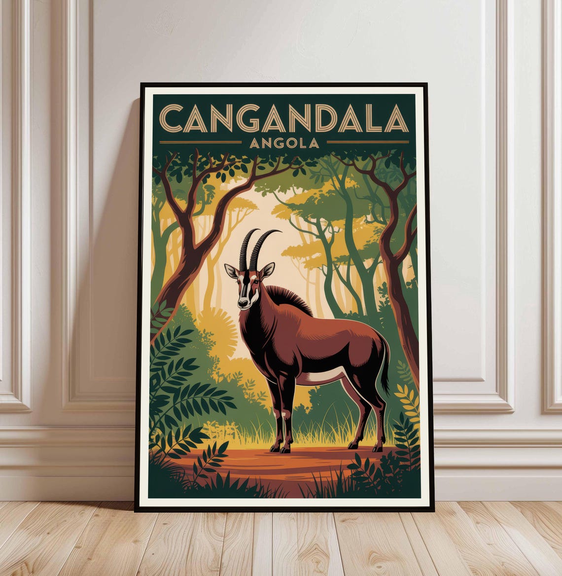 Cangandala National Park Angola Giant Sable Antelope Travel Poster