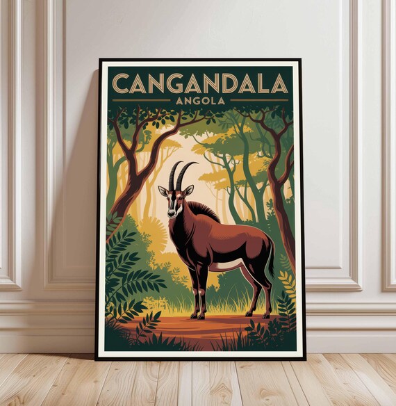 Cangandala National Park Angola Giant Sable Antelope Travel Poster