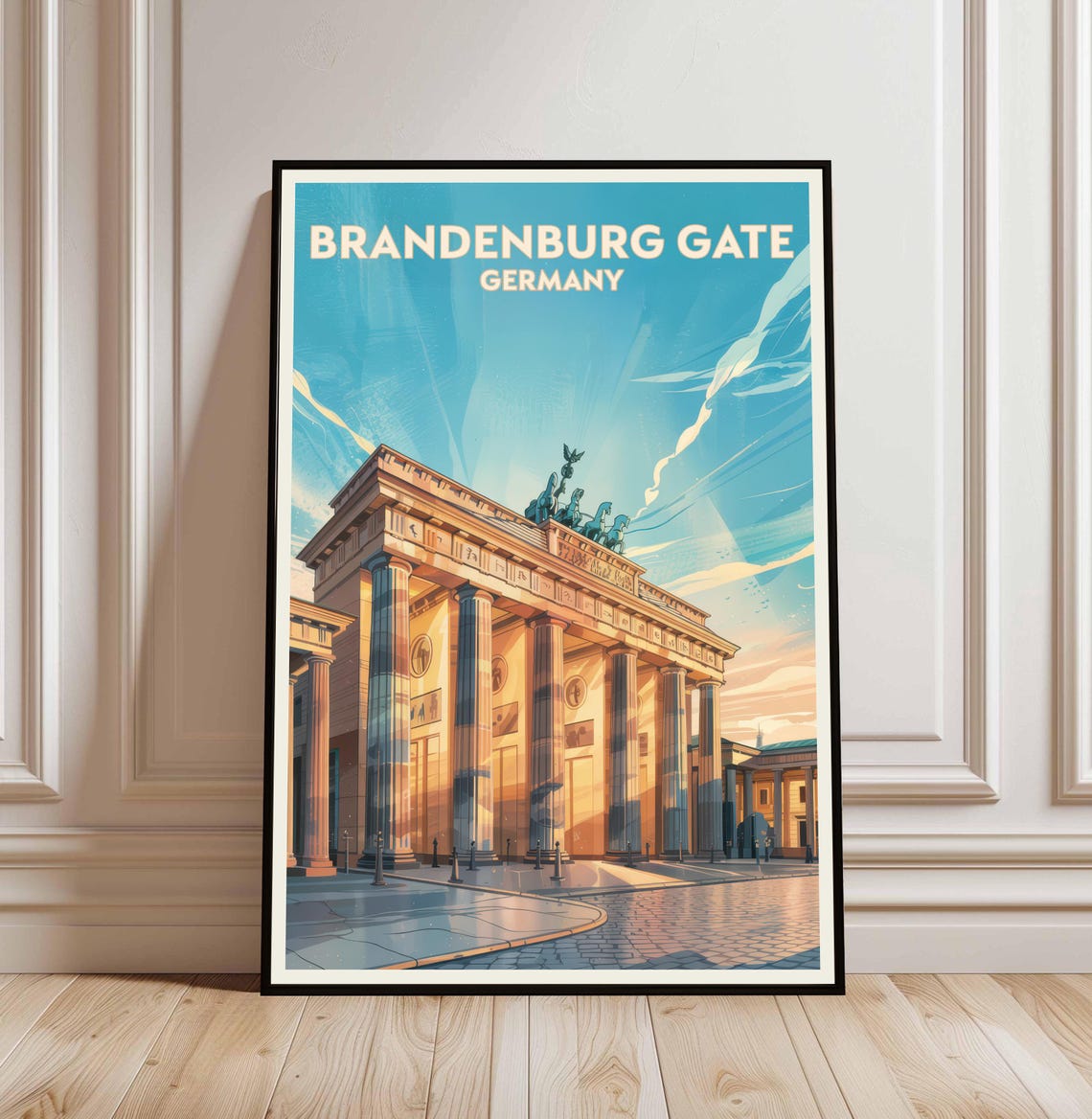 Brandenburg Gate Berlin Germany Sunset Vintage Travel Landmark Poster