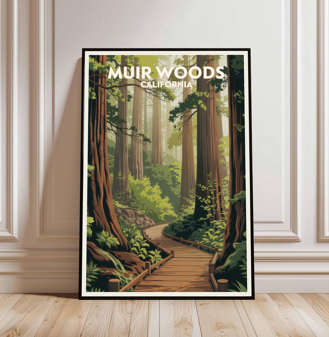 Muir Woods California Redwood Forest Boardwalk Travel Poster