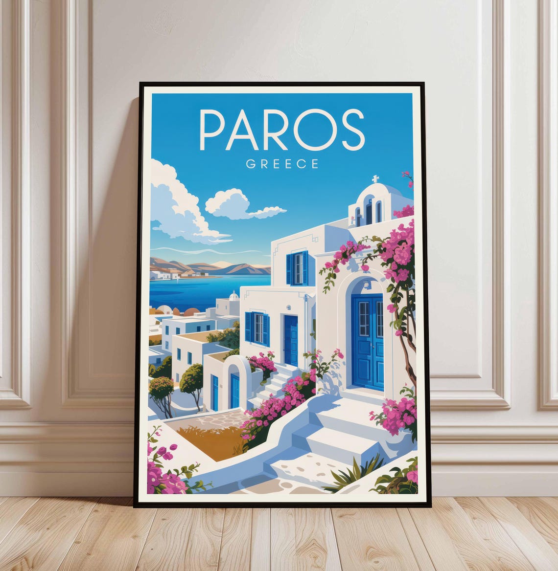 Paros Greece Whitewashed Village Aegean Island Travel Poster