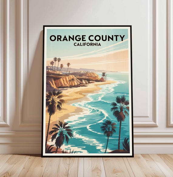 Orange County Print California Poster Travel Wall Art Coastal Usa Scenic Beach Decor Landscape