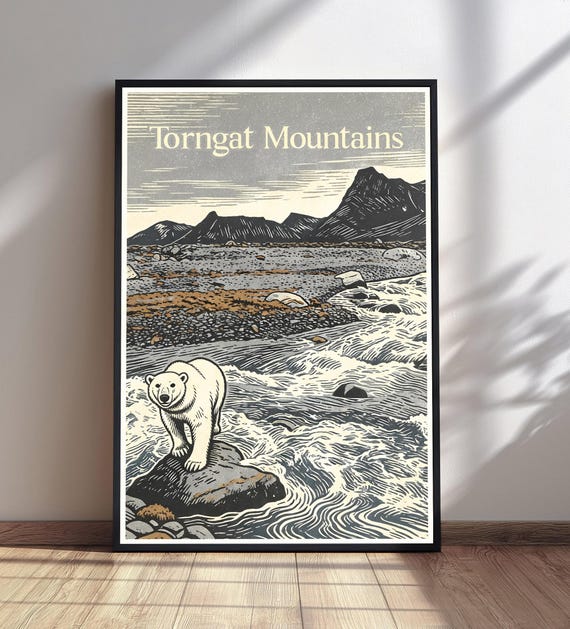 Torngat Mountains National Park Print Polar Bear Wall Art Canada Travel Poster Arctic Nature Decor