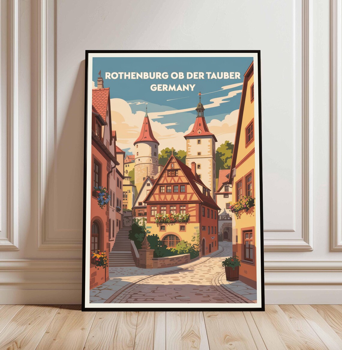 Rothenburg Ob Der Tauber Germany Medieval Street Towers Travel Poster