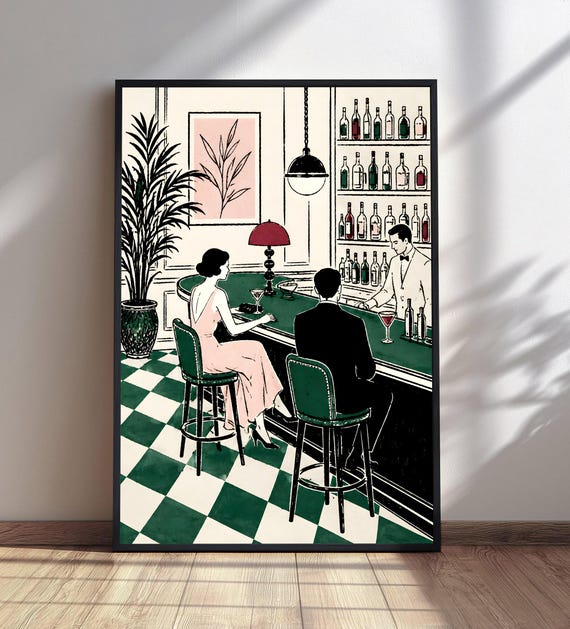 Art Deco Bar Scene, Vintage Speakeasy Poster