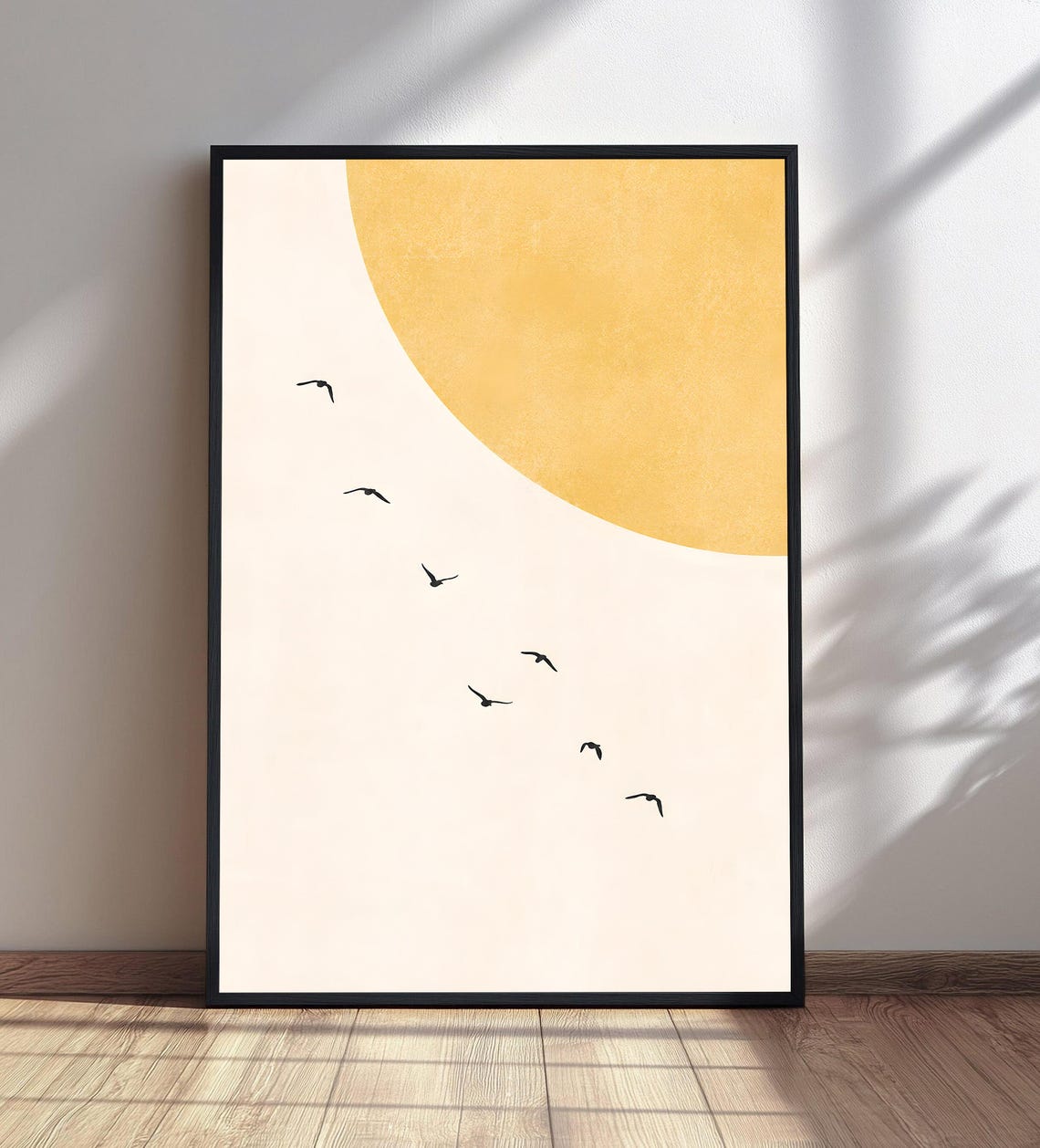 Minimalist Sun And Birds Print Boho Wall Art Abstract Landscape Poster Modern Nature Decor