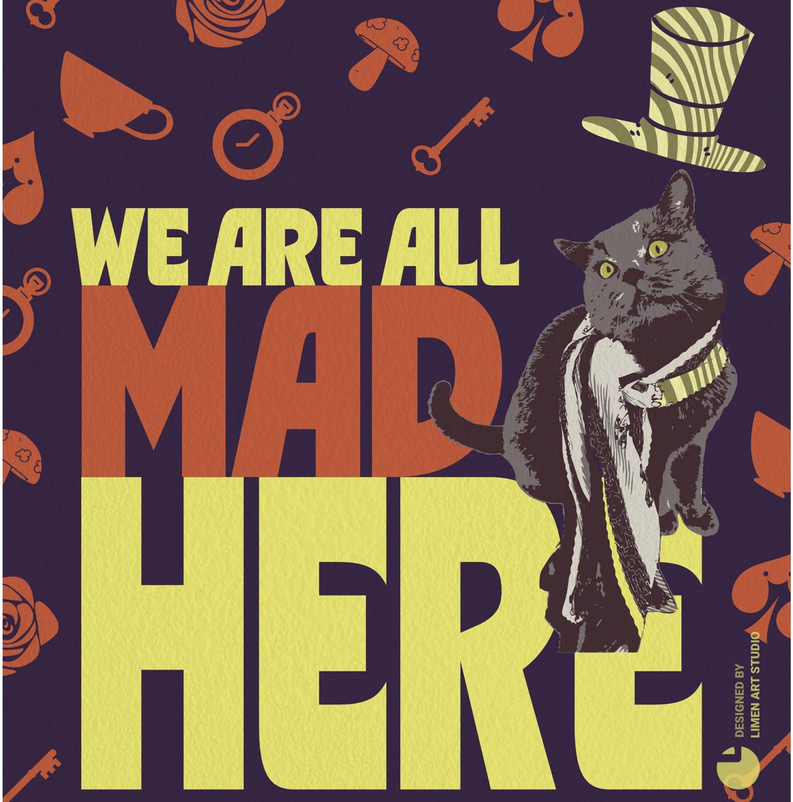We Are All Mad Here Cheshire Cat Alice In Wonderland Quote Poster - Image 4