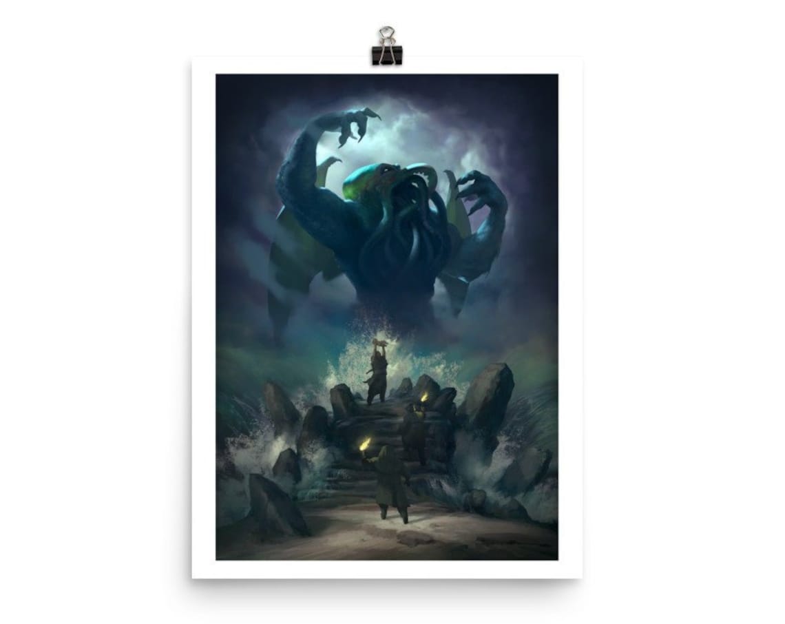 Cthulhu Horror Art Print, Lovecraft Tentacles - Image 2