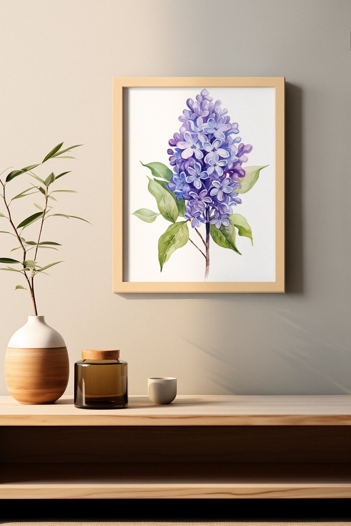 Violet Purple Lilac Cluster Watercolour Botanical Flower Poster - Image 2