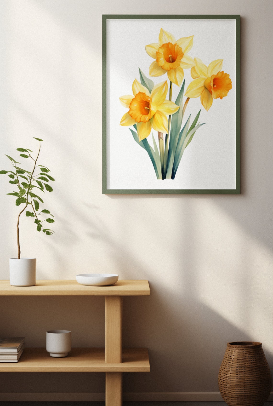 Golden Yellow Narcissus Cluster Watercolour Botanical Flower Poster - Image 3