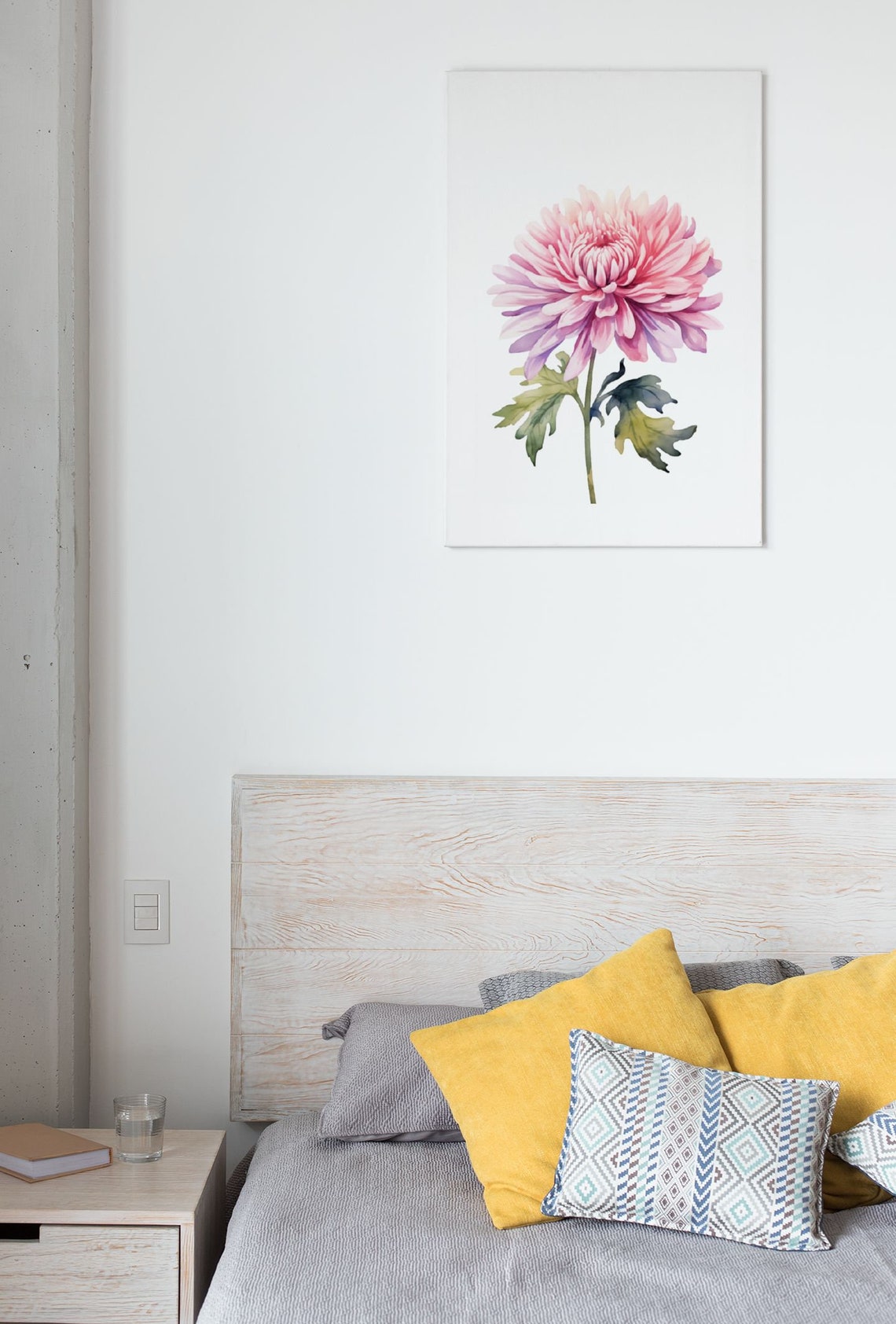 Pink Chrysanthemum Bloom Watercolour Botanical Flower Poster - Image 9