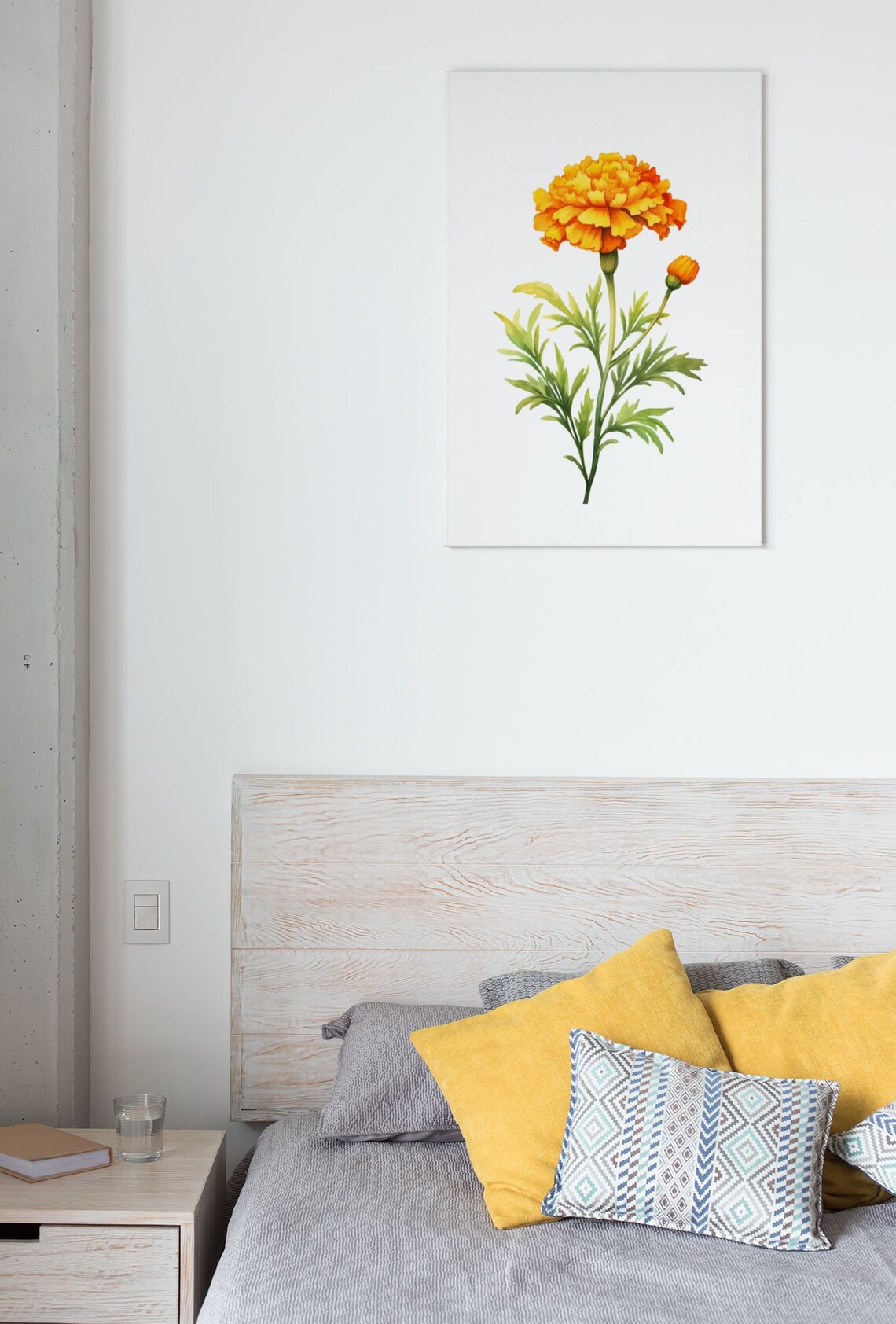 Golden Marigold Bloom Vintage Botanical Watercolour Art Poster - Image 8