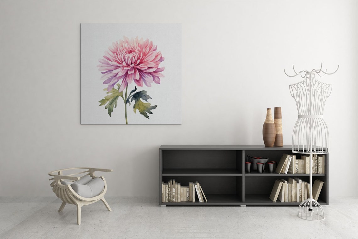 Pink Chrysanthemum Bloom Watercolour Botanical Flower Poster - Image 6