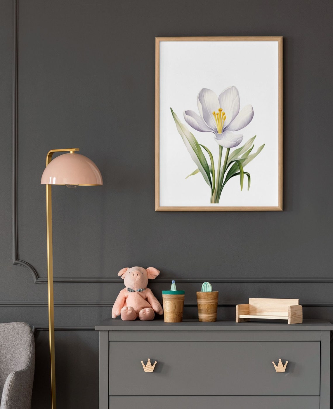 White Crocus Spring Blossoms Fresh Bright Watercolor Art Poster - Image 9