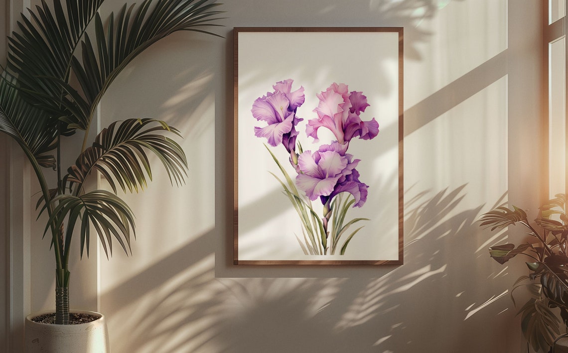 Purple Gladiolus Flower Spike Stately Elegant Watercolor Art Poster - Image 5