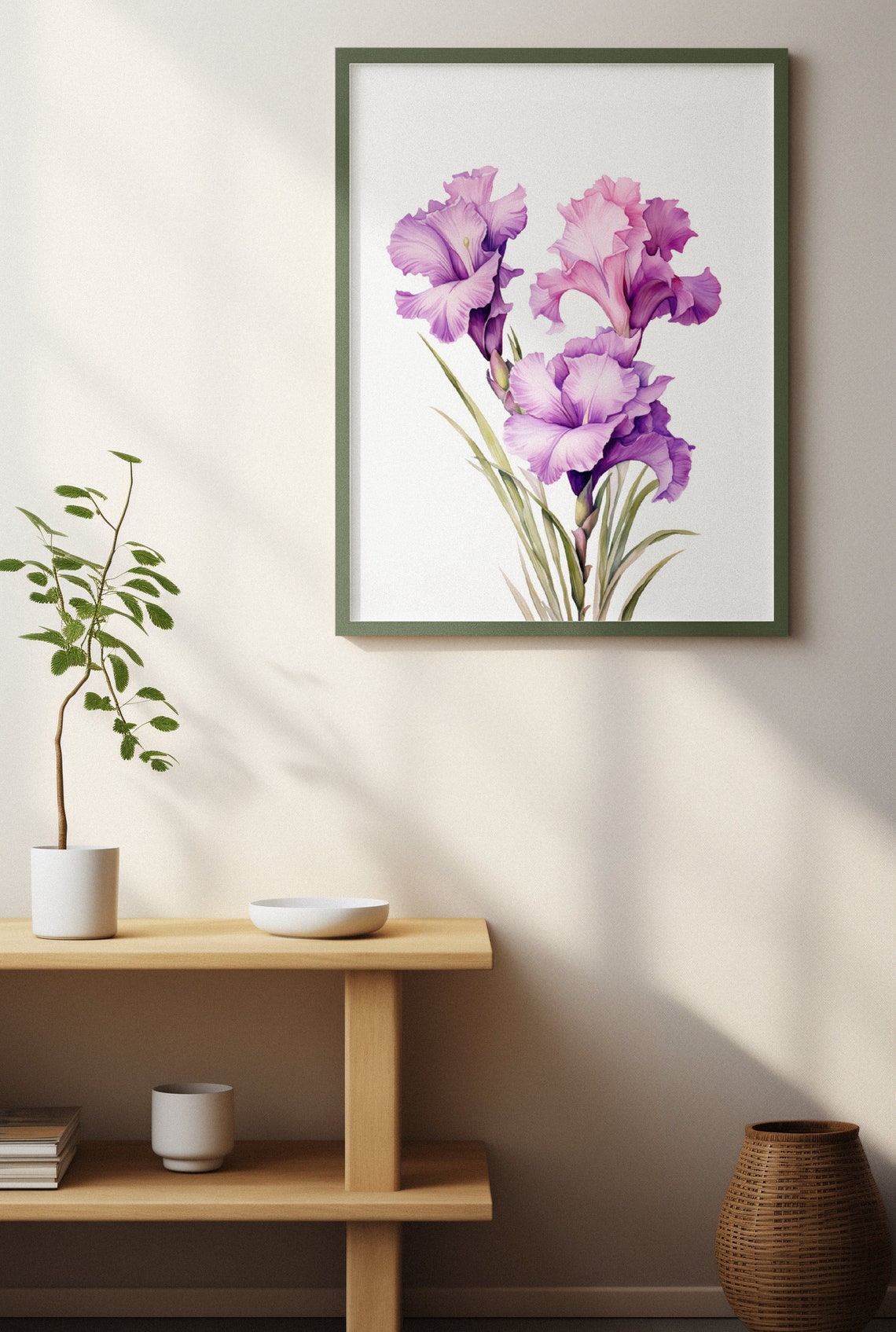 Purple Gladiolus Flower Spike Stately Elegant Watercolor Art Poster - Image 3