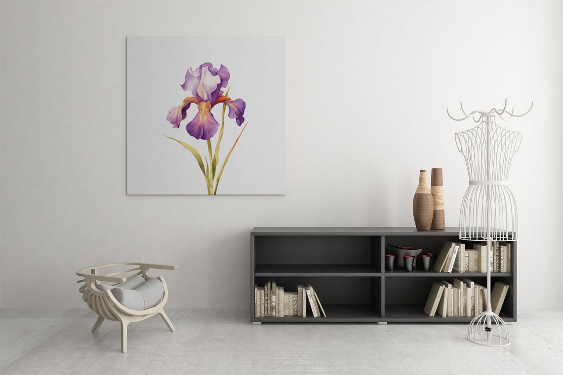 Purple Iris Single Bloom Graceful Watercolor Botanical Poster - Image 9