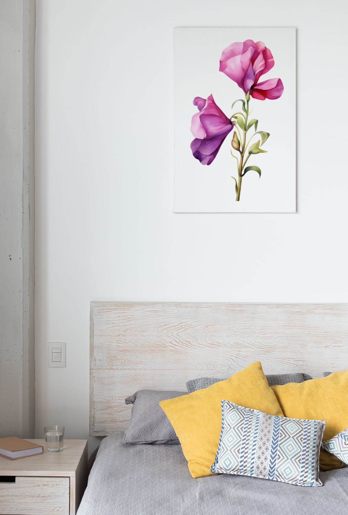Purple Sweet Pea Twin Blossoms Watercolour Botanical Flower Poster - Image 6
