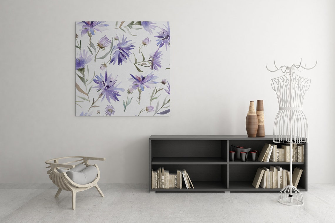Purple Aster Flower Pattern Watercolour Botanical Flower Poster - Image 9