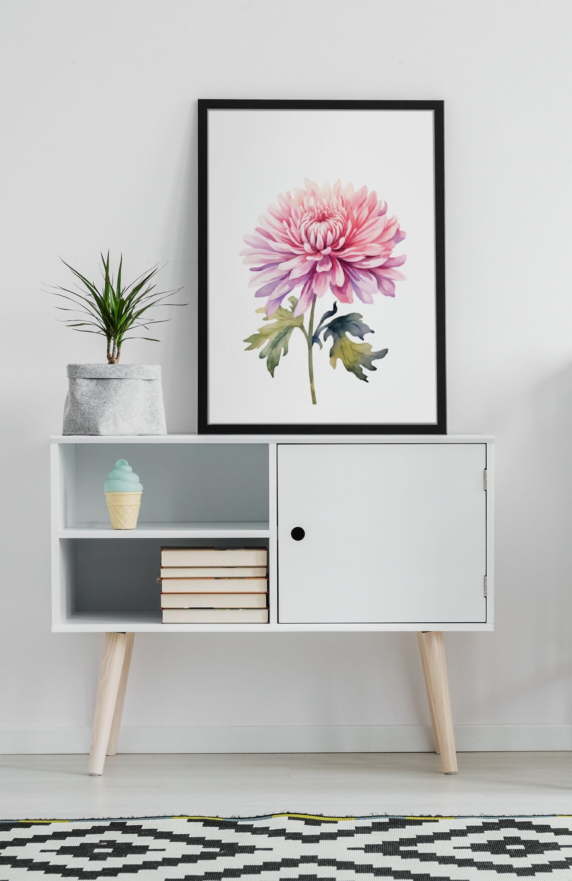 Pink Chrysanthemum Bloom Watercolour Botanical Flower Poster - Image 8