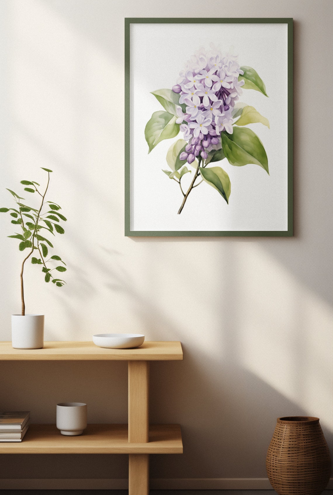 Pale Lilac Blossom Cluster Watercolour Botanical Flower Poster - Image 2