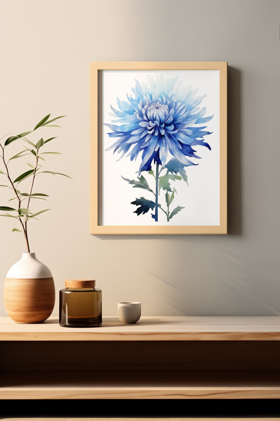 Vivid Blue Aster Flower Bold Watercolour Botanical Flower Poster - Image 4