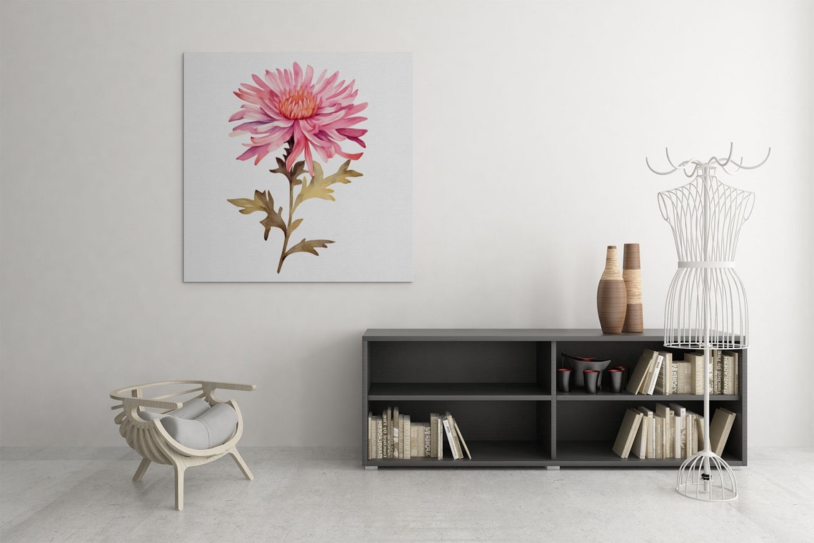Coral Pink Aster Spiky Bloom Watercolour Botanical Flower Poster - Image 9
