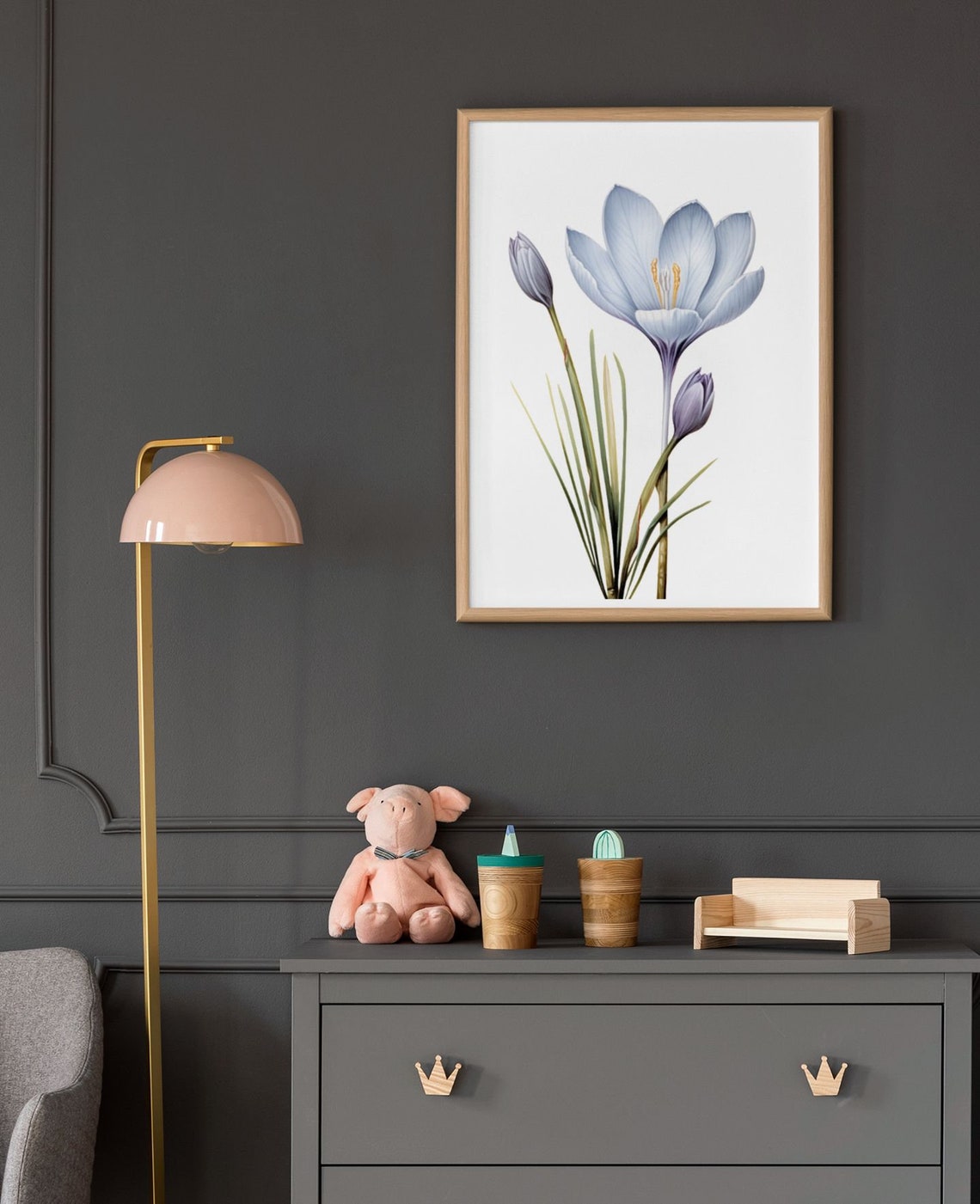 Blue Crocus With Buds Hopeful Fresh Watercolor Spring Art Poster - Image 9